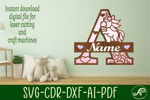 Unicorn Monogram Letter A SVG Cut File SVG APInspireddesigns 