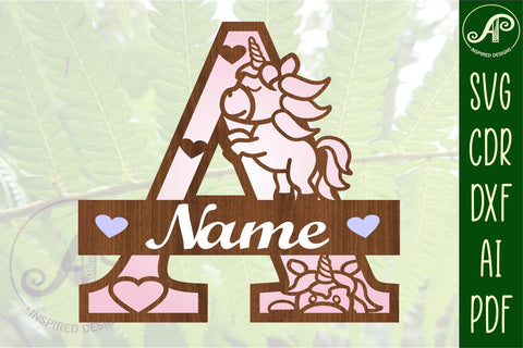 Unicorn Monogram Letter A SVG Cut File SVG APInspireddesigns 