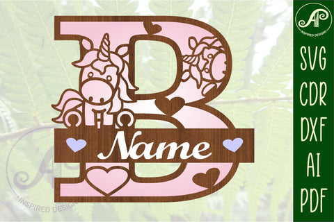 Unicorn Monogram Letter B SVG Cut File SVG APInspireddesigns 