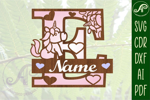 Unicorn Monogram Letter E SVG Cut File SVG APInspireddesigns 