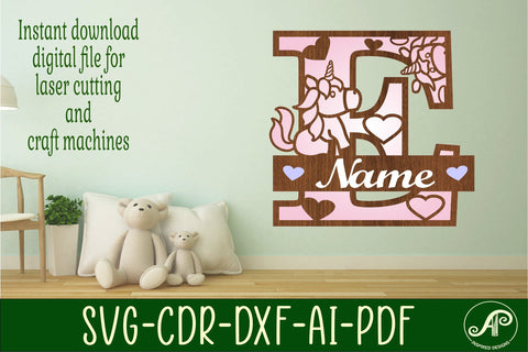 Unicorn Monogram Letter E SVG Cut File SVG APInspireddesigns 