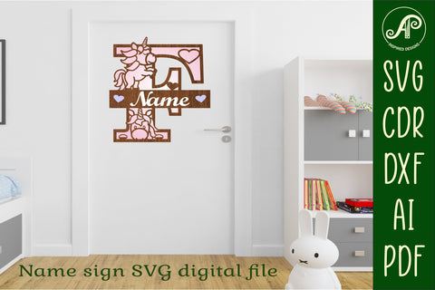 Unicorn Monogram Letter F SVG Cut File SVG APInspireddesigns 