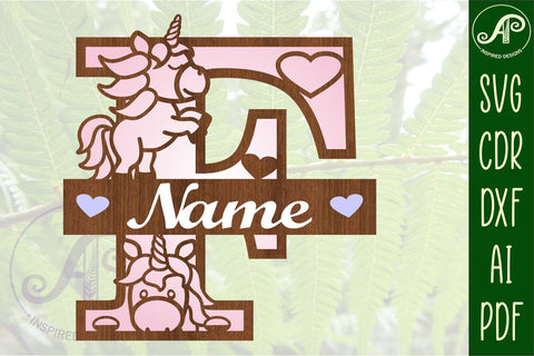 Unicorn Monogram Letter F SVG Cut File SVG APInspireddesigns 