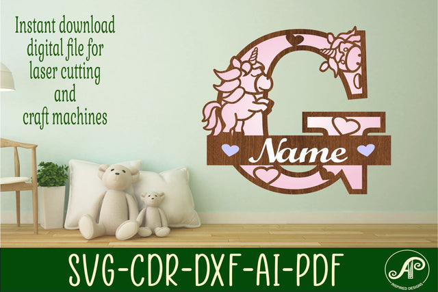 Unicorn Monogram Letter G SVG Cut File SVG APInspireddesigns 