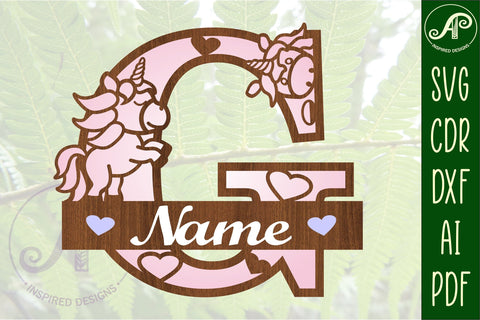 Unicorn Monogram Letter G SVG Cut File SVG APInspireddesigns 