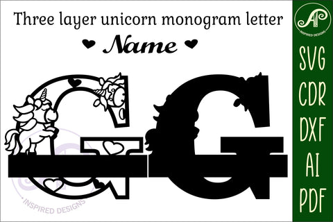 Unicorn Monogram Letter G SVG Cut File SVG APInspireddesigns 