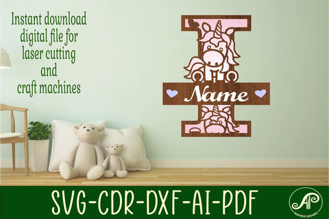 Unicorn Monogram Letter I SVG Cut File SVG APInspireddesigns 