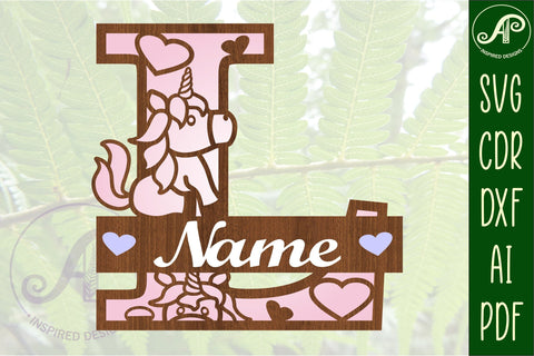 Unicorn Monogram Letter L SVG Cut File SVG APInspireddesigns 