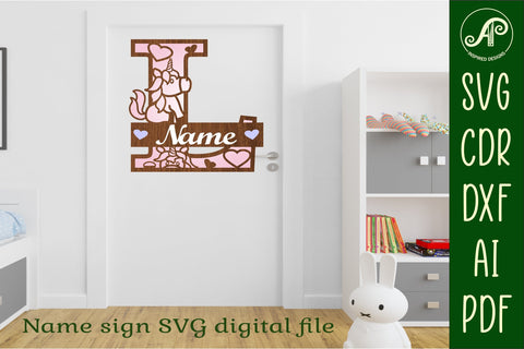 Unicorn Monogram Letter L SVG Cut File SVG APInspireddesigns 
