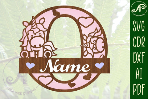 Unicorn Monogram Letter O SVG Cut File SVG APInspireddesigns 