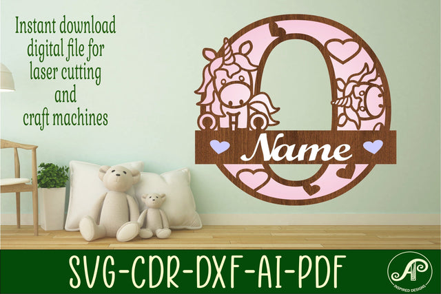Unicorn Monogram Letter O SVG Cut File SVG APInspireddesigns 