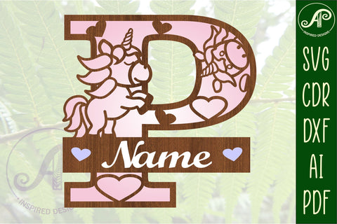 Unicorn Monogram Letter P SVG Cut File SVG APInspireddesigns 