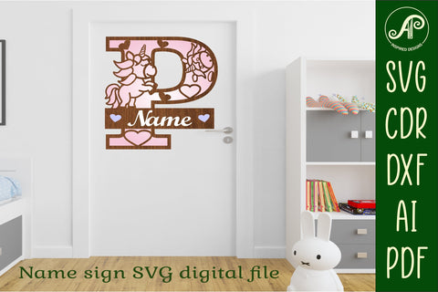 Unicorn Monogram Letter P SVG Cut File SVG APInspireddesigns 