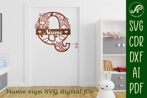Unicorn Monogram Letter Q SVG Cut File SVG APInspireddesigns 