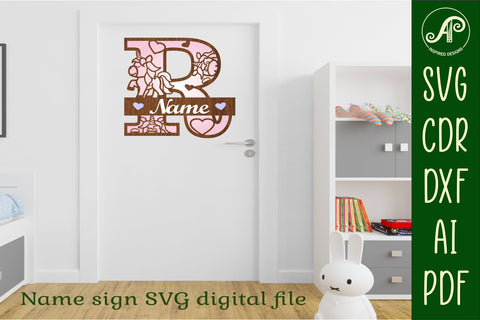 Unicorn Monogram Letter R SVG Cut File SVG APInspireddesigns 