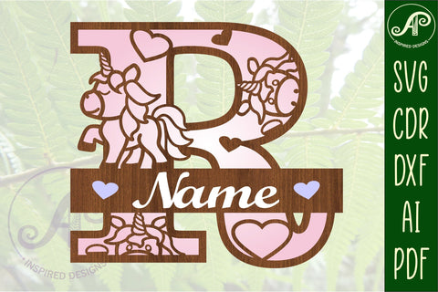 Unicorn Monogram Letter R SVG Cut File SVG APInspireddesigns 