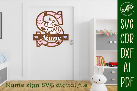 Unicorn Monogram Letter S SVG Cut File SVG APInspireddesigns 