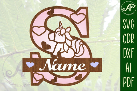 Unicorn Monogram Letter S SVG Cut File SVG APInspireddesigns 