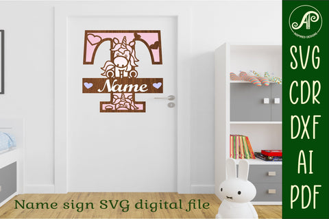 Unicorn Monogram Letter T SVG Cut File SVG APInspireddesigns 