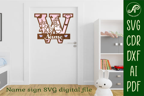 Unicorn Monogram Letter W SVG Cut File SVG APInspireddesigns 