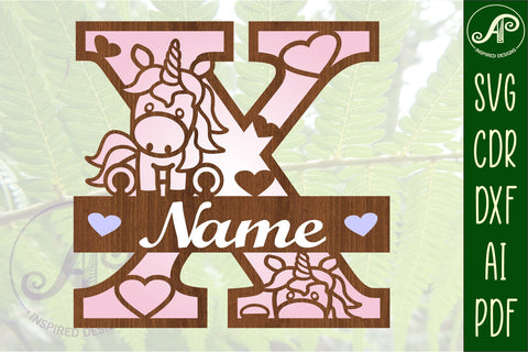 Unicorn Monogram Letter X SVG Cut File SVG APInspireddesigns 