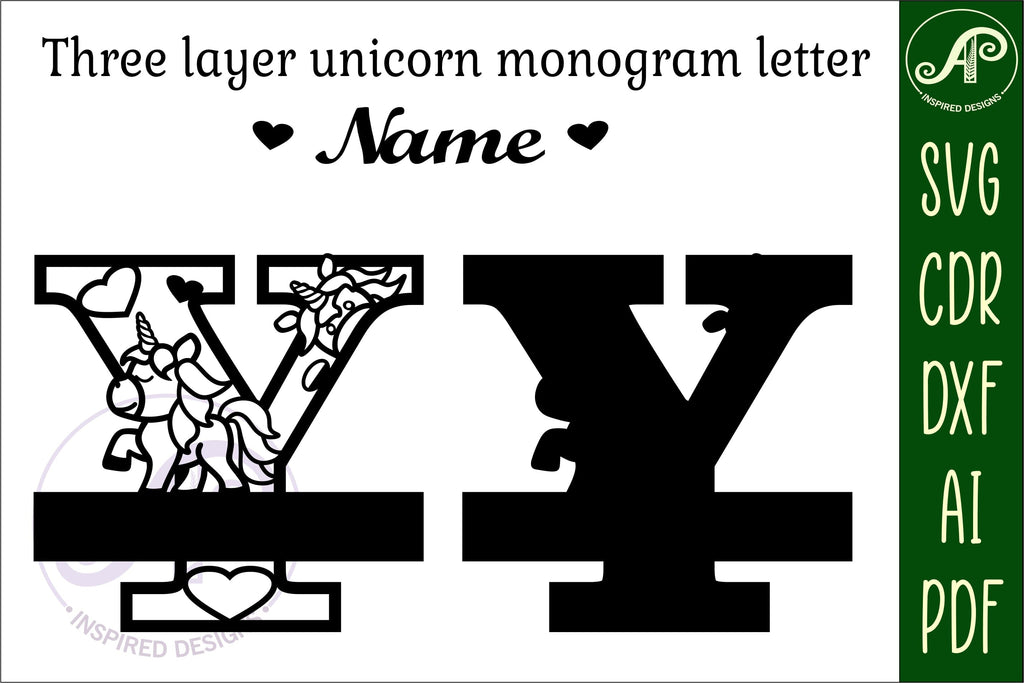Unicorn Monogram Letter Y SVG Cut File - So Fontsy