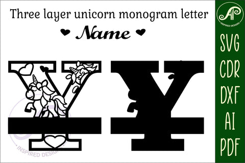 Unicorn Monogram Letter Y SVG Cut File SVG APInspireddesigns 