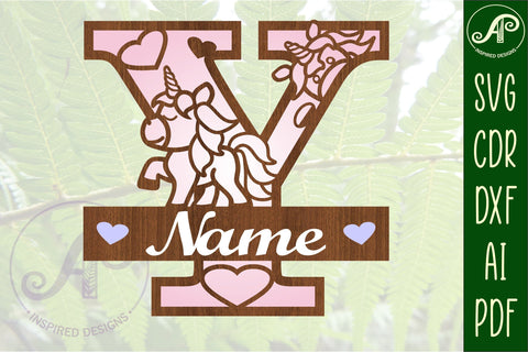 Unicorn Monogram Letter Y SVG Cut File SVG APInspireddesigns 