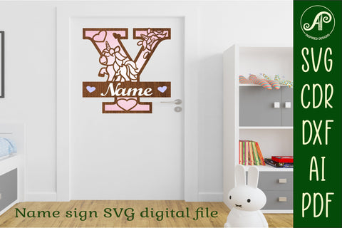 Unicorn Monogram Letter Y SVG Cut File SVG APInspireddesigns 