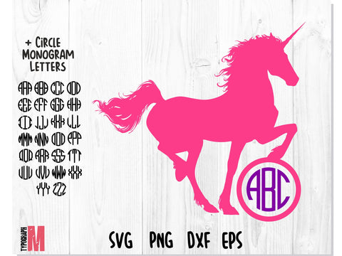 Unicorn Monogram SVG Cut File SVG CreativeStudioTM 