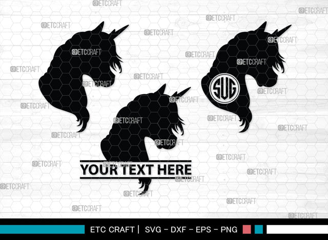 Unicorn Monogram, Unicorn Silhouette, Unicorn SVG, Unicorn Face Svg, Kids Unicorn Svg, Unicorn Eyelashes Svg, SB00413 SVG ETC Craft 