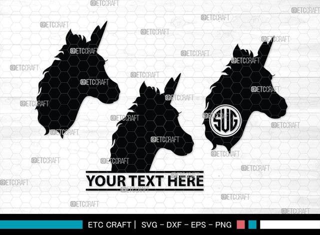 Unicorn Monogram, Unicorn Silhouette, Unicorn SVG, Unicorn Face Svg, Kids Unicorn Svg, Unicorn Eyelashes Svg, SB00413 SVG ETC Craft 