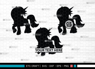 Unicorn Monogram, Unicorn Silhouette, Unicorn SVG, Unicorn Face Svg, Kids Unicorn Svg, Unicorn Eyelashes Svg, SB00413 SVG ETC Craft 
