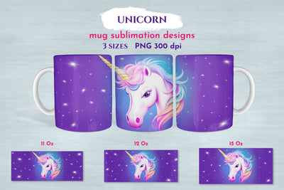 Unicorn mug wrap sublimation design. Unicorn sublimation PNG Sublimation Angelina Semenova 