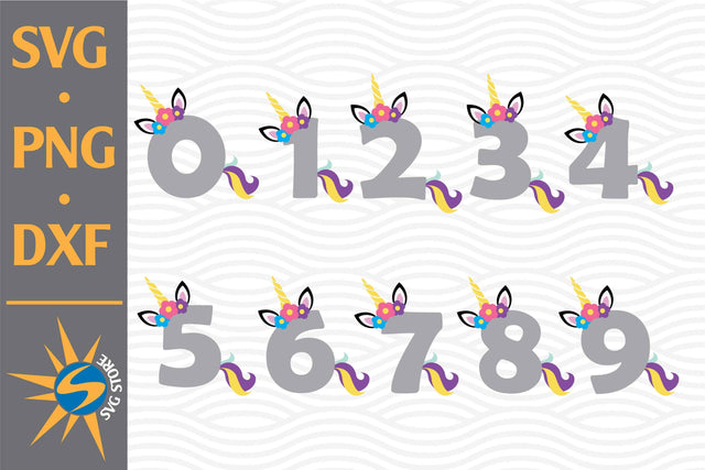 Unicorn Numbers SVG, PNG, DXF Digital Files Include SVG SVGStoreShop 