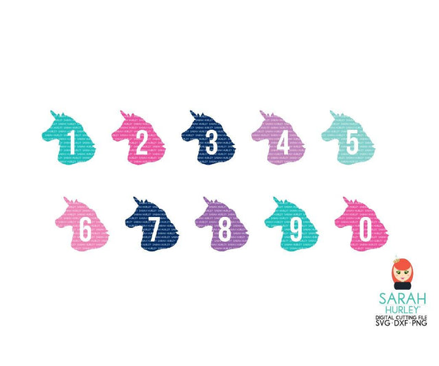 Unicorn Numbers SVG Sarah Hurley 