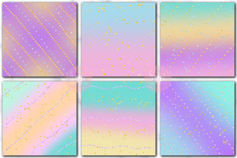 Unicorn Ombre Glitter Digital Papers Backgrounds Set Digital Pattern SineDigitalDesign 