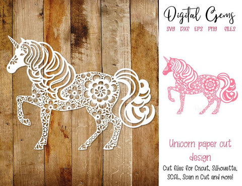 Unicorn papercut design SVG Digital Gems 