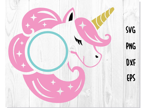 Unicorn Pink Stars Monogram Circle SVG SVG CreativeStudioTM 
