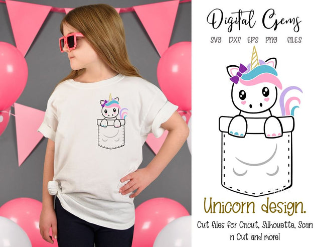 Unicorn pocket SVG / DXF / EPS / PNG files SVG Digital Gems 