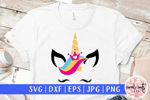 Unicorn Queen Face - Unicorn SVG EPS DXF PNG SVG CoralCutsSVG 