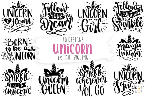 Unicorn Quotes Bundle SVG dapiyupi store 