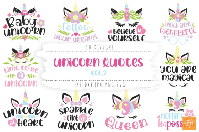 Unicorn Quotes SVG Bundle Vol.2 SVG dapiyupi store 