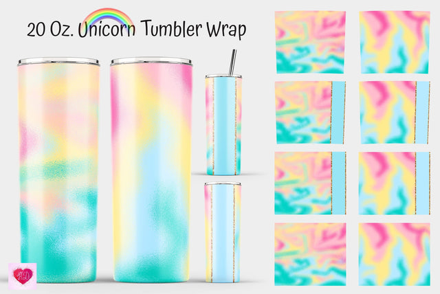 Unicorn Rainbow 20 Oz Skinny Tumbler Sublimation. Tapered And Straight Wrap Sublimation Kseniia designer 