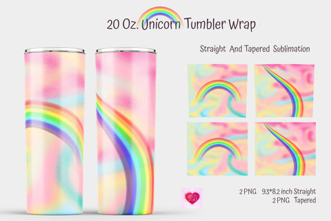 Unicorn Rainbow 20 Oz Skinny Tumbler Sublimation. Tapered And Straight Wrap Sublimation Kseniia designer 