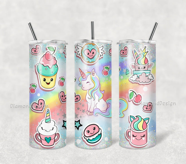 Unicorn Rainbow 20 oz Tumbler Wrap Design Png, Kids Tumbler Download, Unicorn Sublimation Designs, Sublimation DiamondDesign 