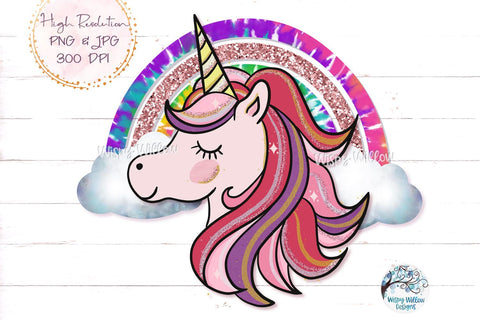 Unicorn Rainbow PNG Sublimation Wispy Willow Designs 