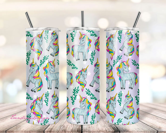 Unicorn Rainbows 20oz Straight Tumbler Wrap Design PNG Sublimation TrendingDesign 