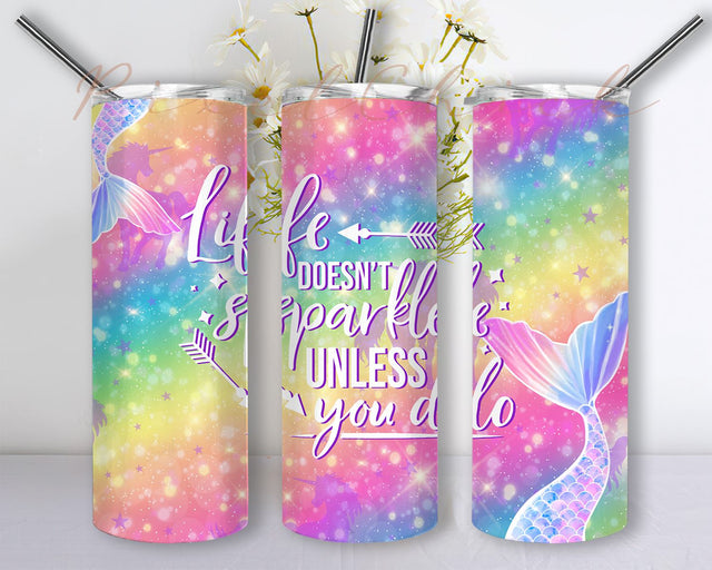 Unicorn Raingow Glitter 20oz Skinny Tumbler Sublimation Design Template, Unicorn Tumbler Wrap, Kids Tumbler PNG Instant Download Sublimation PixelChick 