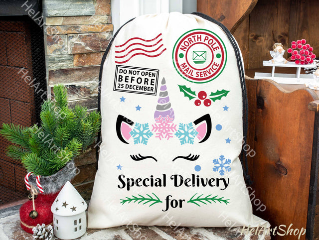 Unicorn Santa Sack Svg, Christmas Bag Svg SVG _HelArtShop_ 
